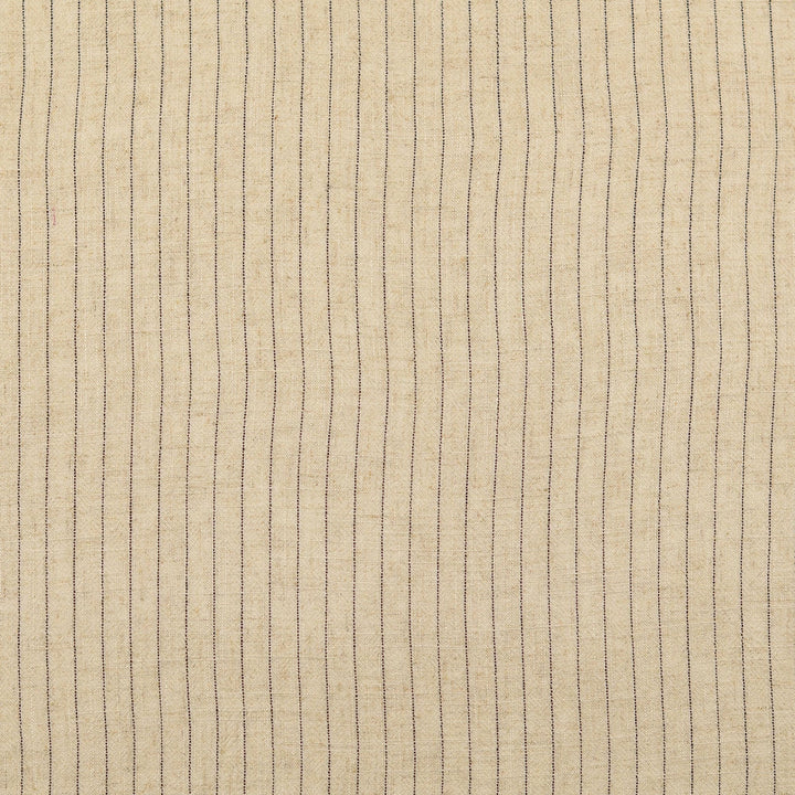 Tissu Coton Lin - Rayures Nature et noir