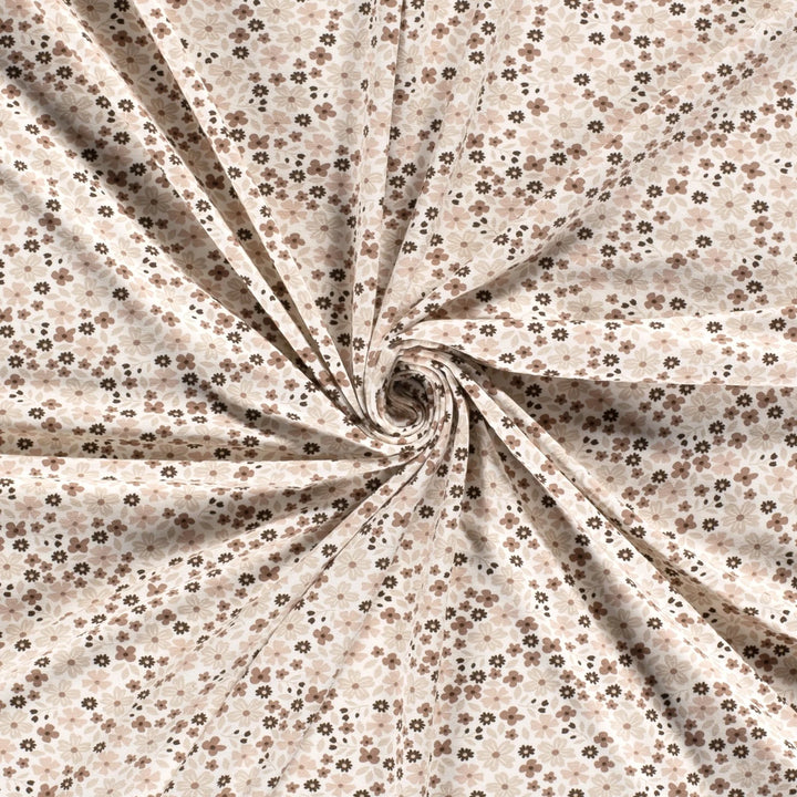 Tissu Jersey- Fleurs Beige