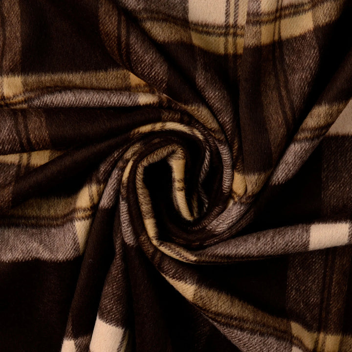 Tissu Lainage Polyester - Carreaux Marron