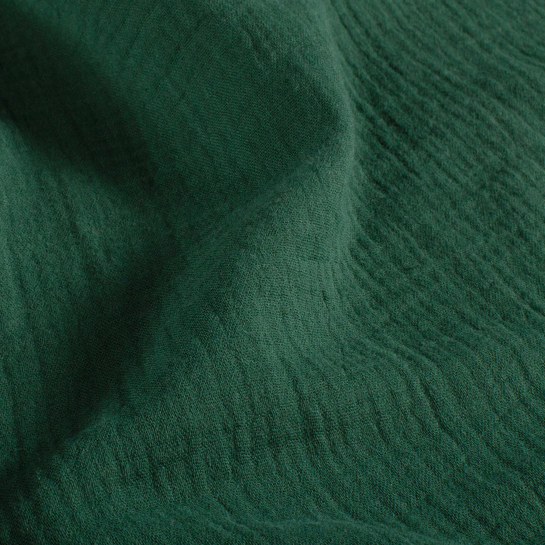 Tissu double gaze de coton - Vert foncé - Biner Pinaton