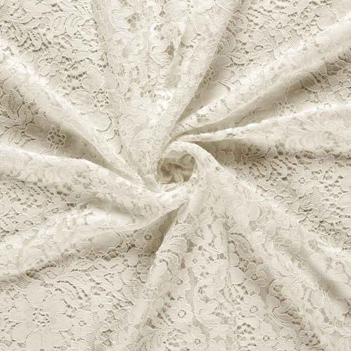 Tissu dentelle- Fleurs en blanc cassé - Biner Pinaton