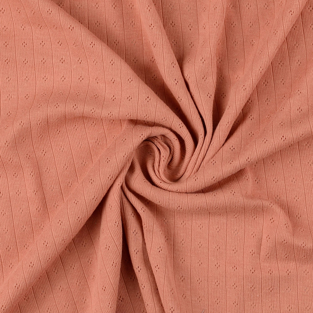 Tissu Jersey ajouré Pointelle- Rose corail