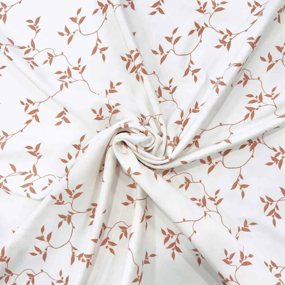 Tissu Jersey- Feuilles terracotta