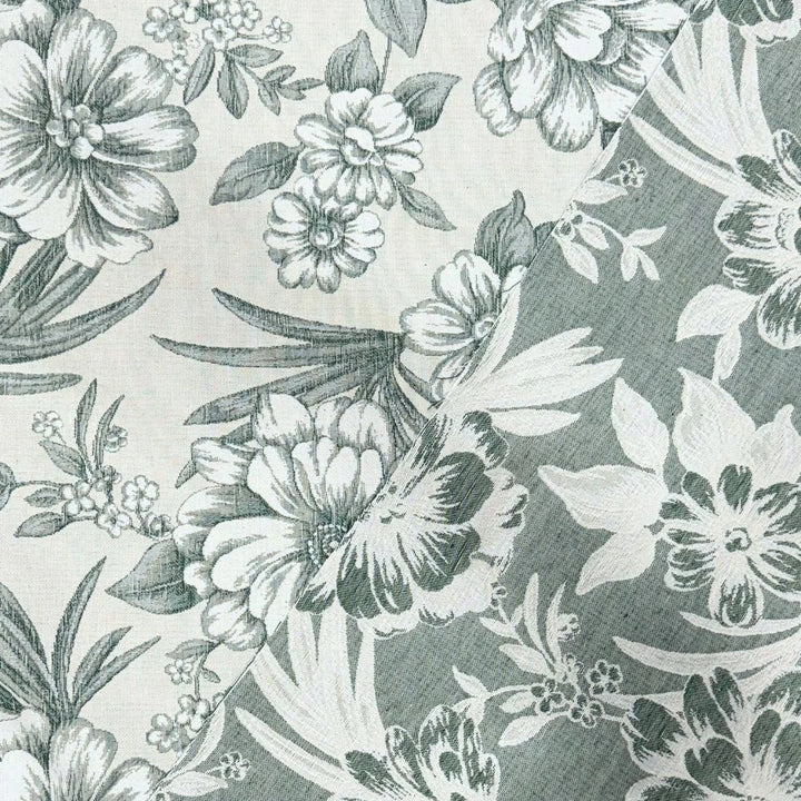 Tissu Jacquard- Fleurs Vert Menthe