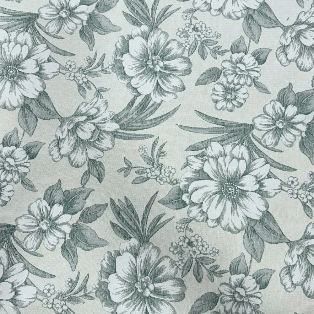 Tissu Jacquard- Fleurs Vert Menthe