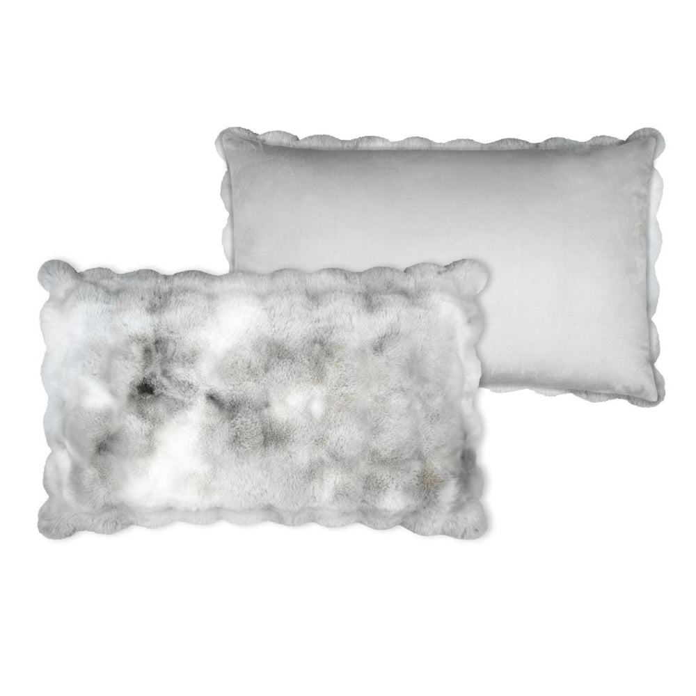 Housse de Coussin- Fausse fourrure Gris