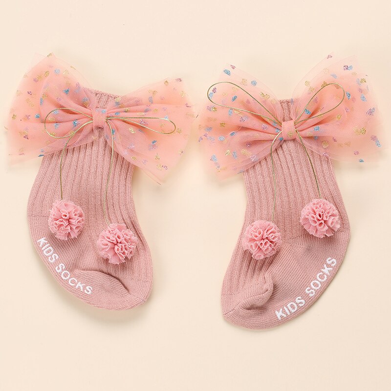 Chaussettes pour Bébé- Pompons Rose