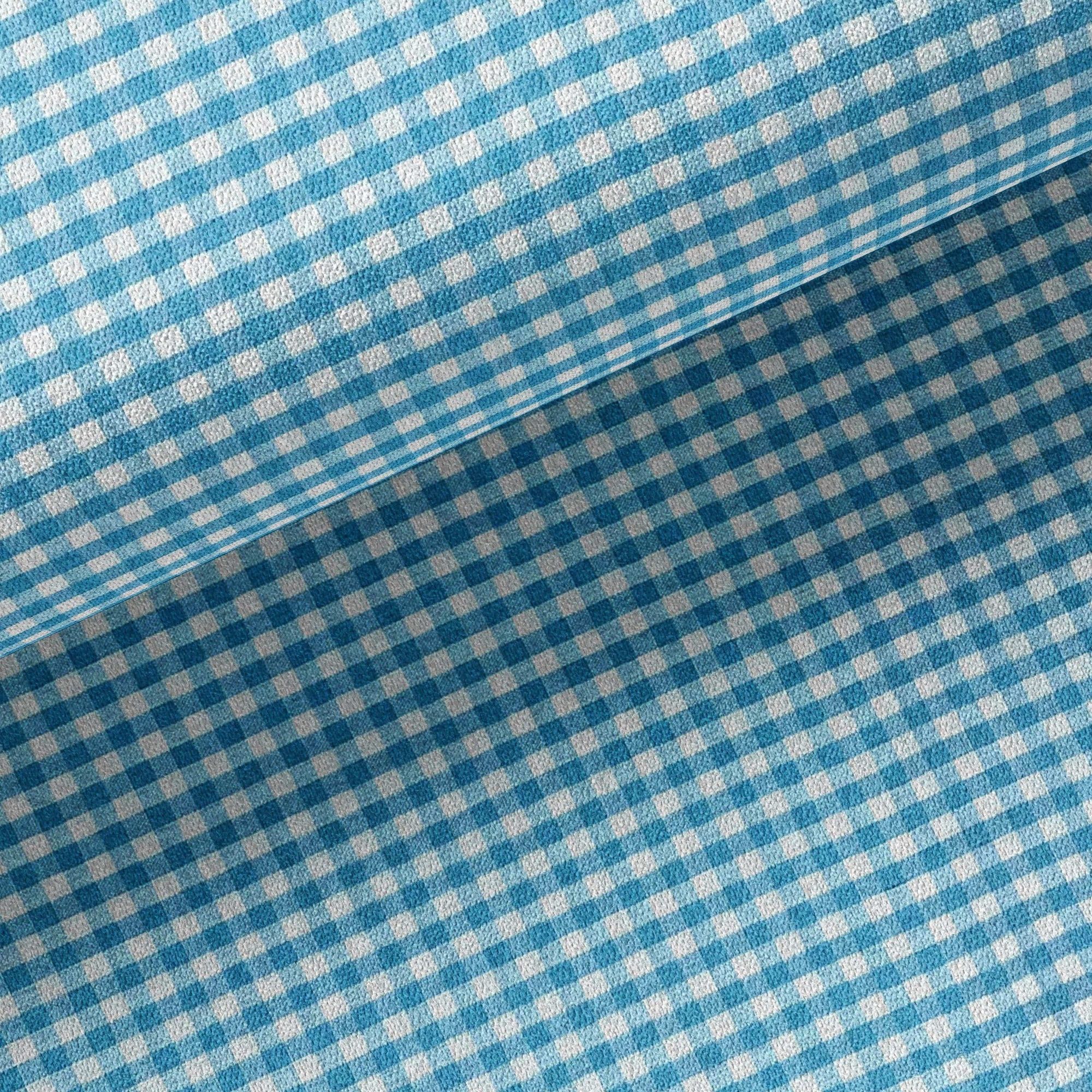 Tissu Polyester - Carreaux Turquoise / Blanc - Biner Pinaton