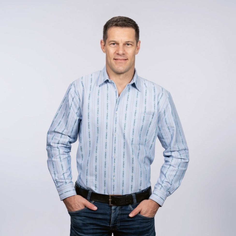 Chemise Edelweiss avec col- Bleu - Biner Pinaton