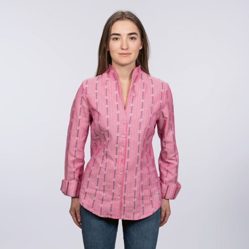 Blouse Damme Edelweiss avec Col Montant- Rose