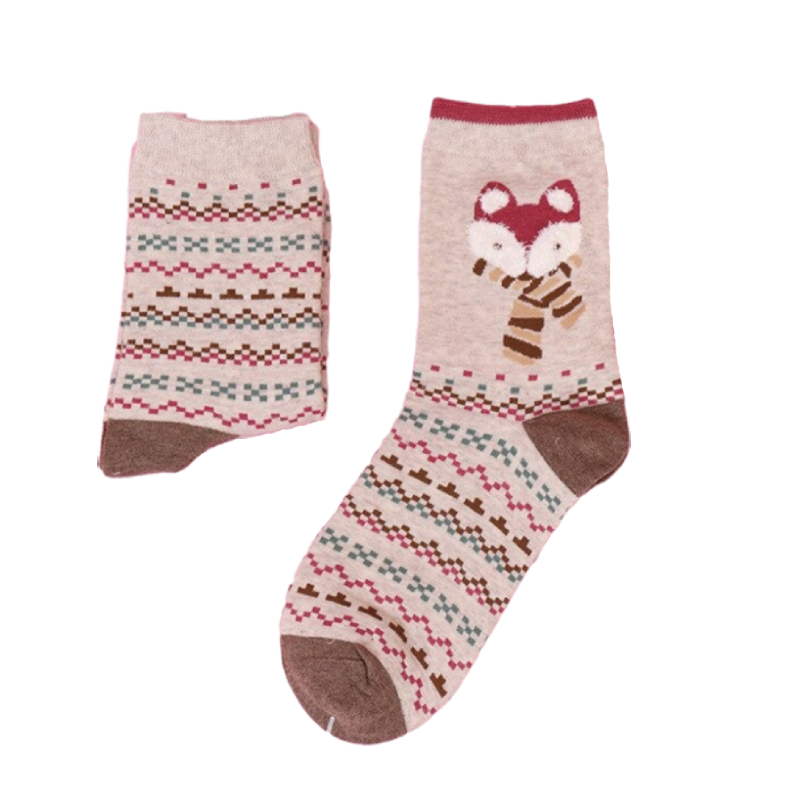 Chaussettes- Renard et motifs géométriques