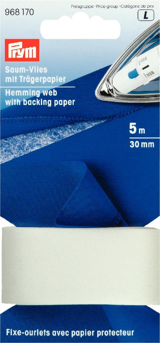 Fixe-ourlets avec papier protecteur à repasser, 30mm, blanc