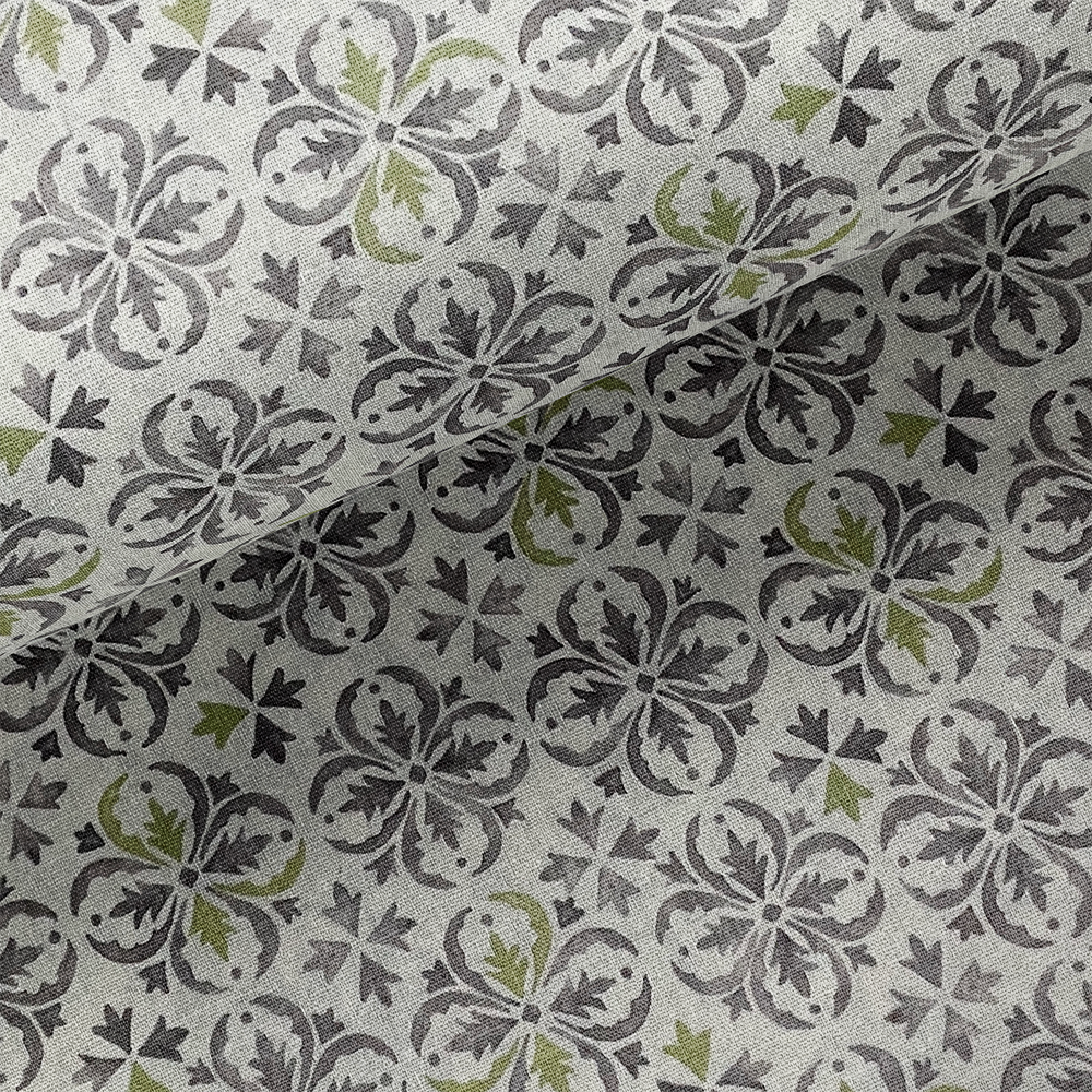 Tissu Coton - Mosaïque Gris et Vert