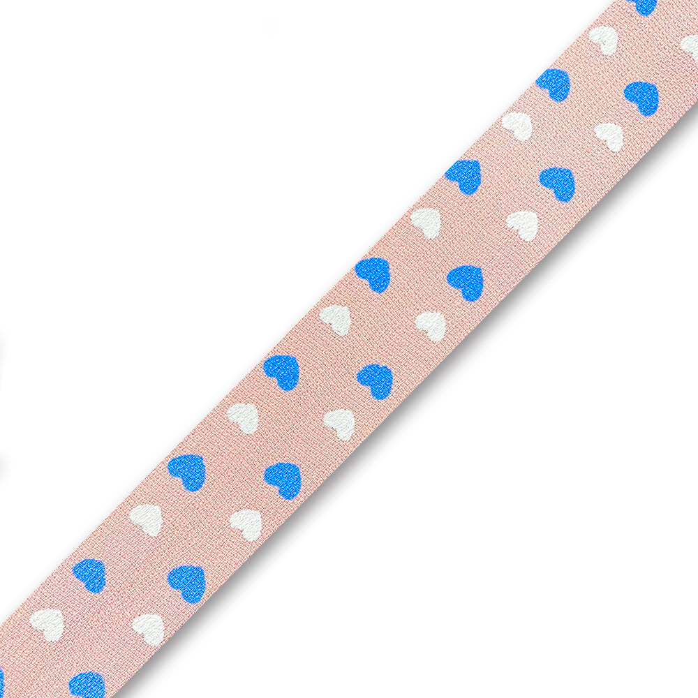 Ruban PolyViscose - Coeur Rose et Bleu