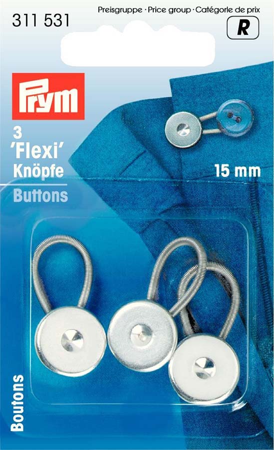 Boutons flexi avec boucle, 15mm