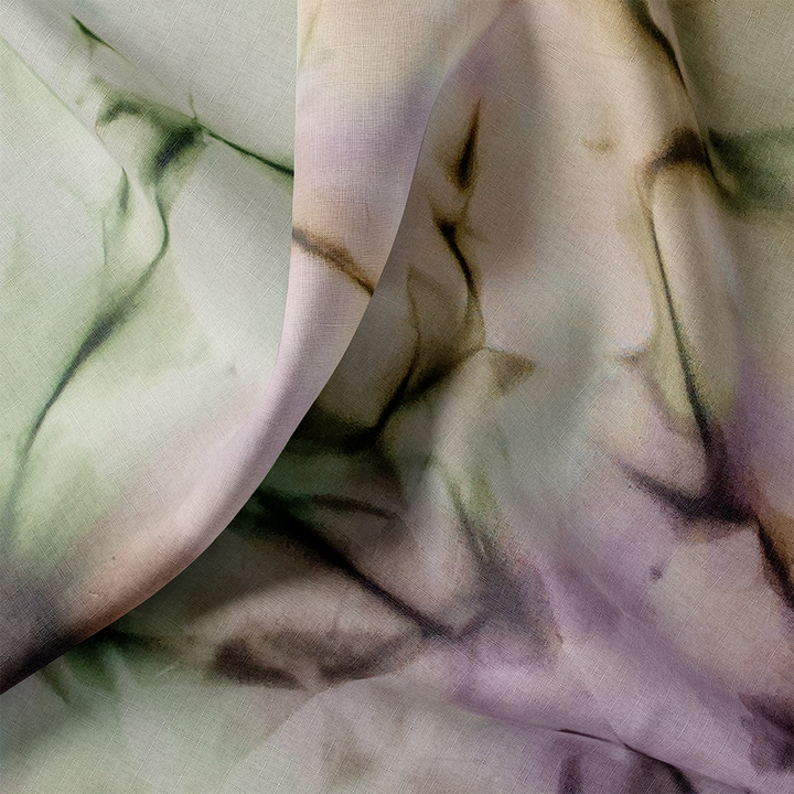 Tissu Coton - Aquarelle Lilas et Verte