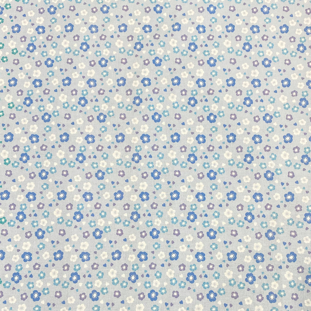 Tissu Coton- Petites Fleurs Bleu