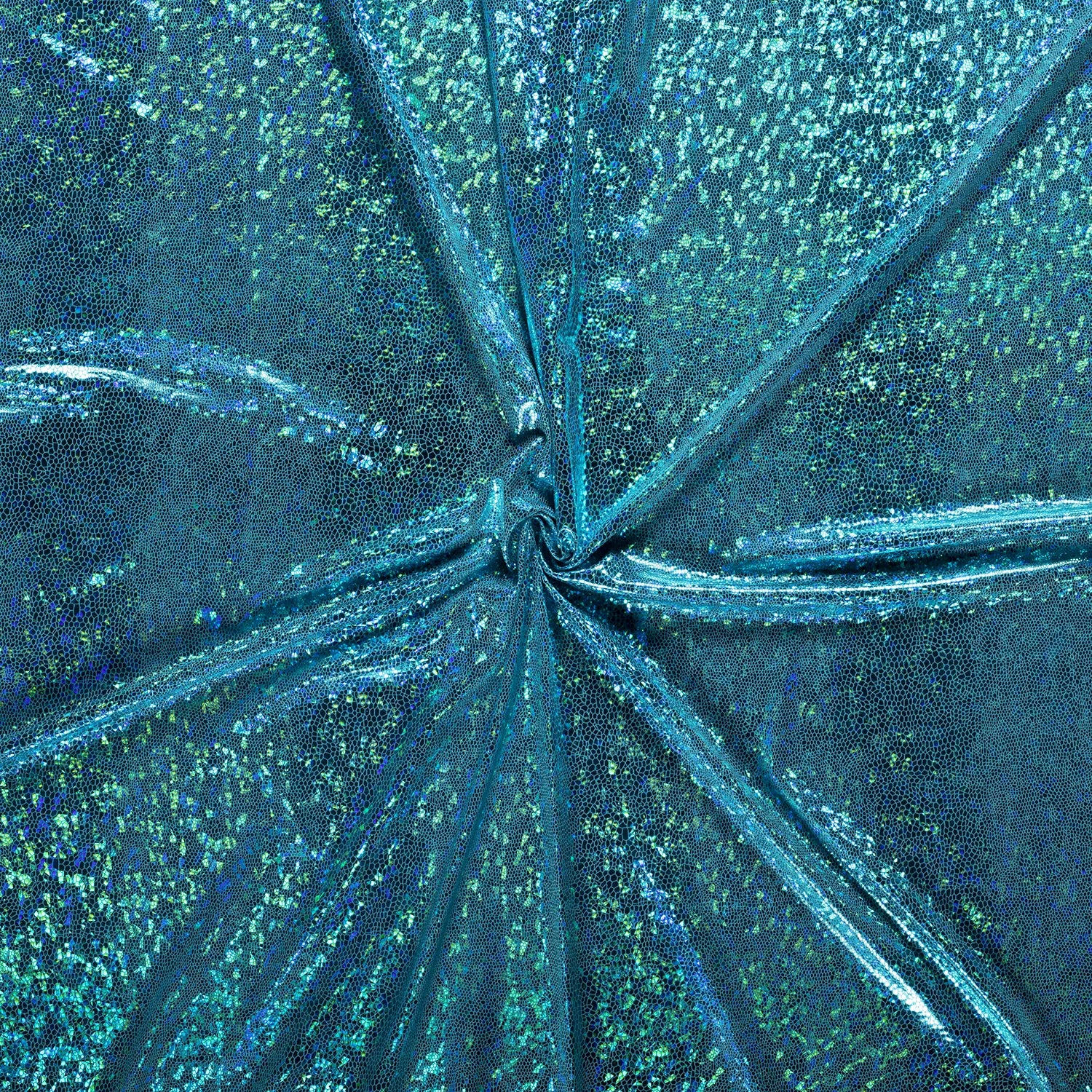 Tissu Lamé Enduit- Écailles Turquoise