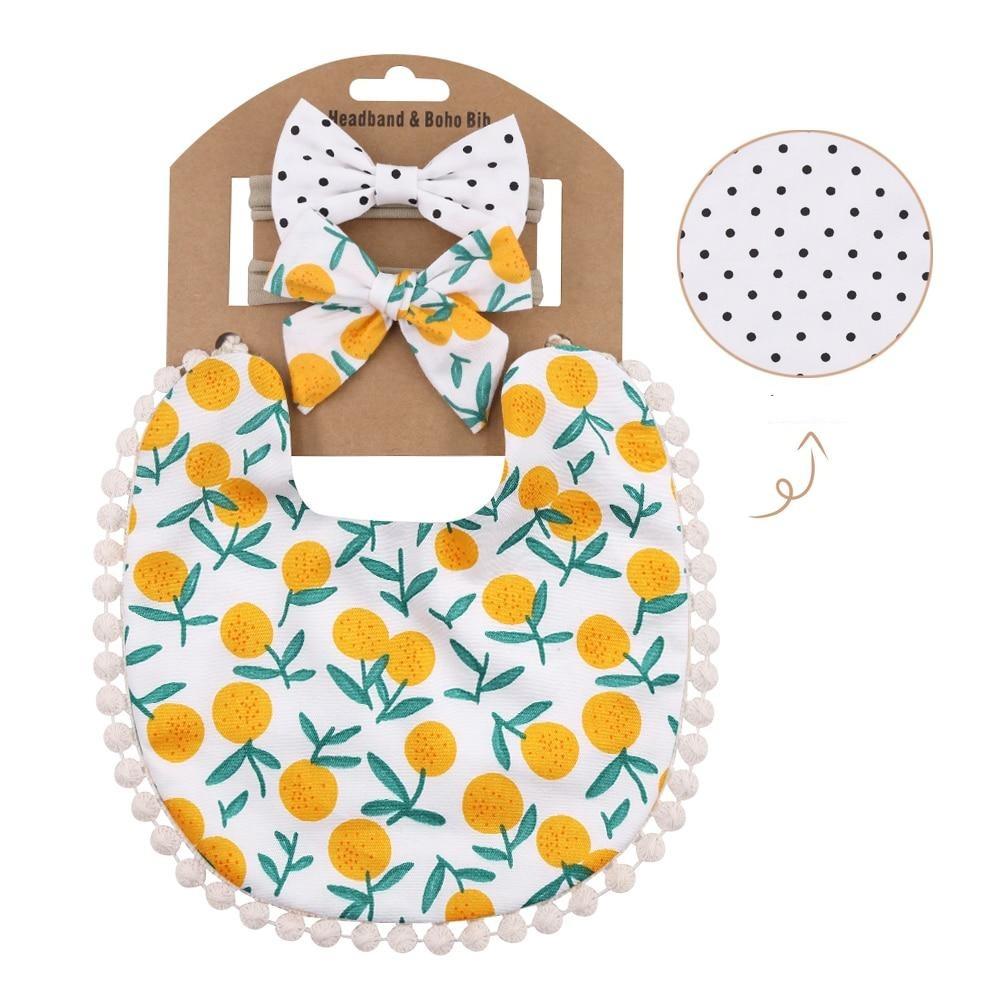 Bavoir avec Headband - Citrons et Pois