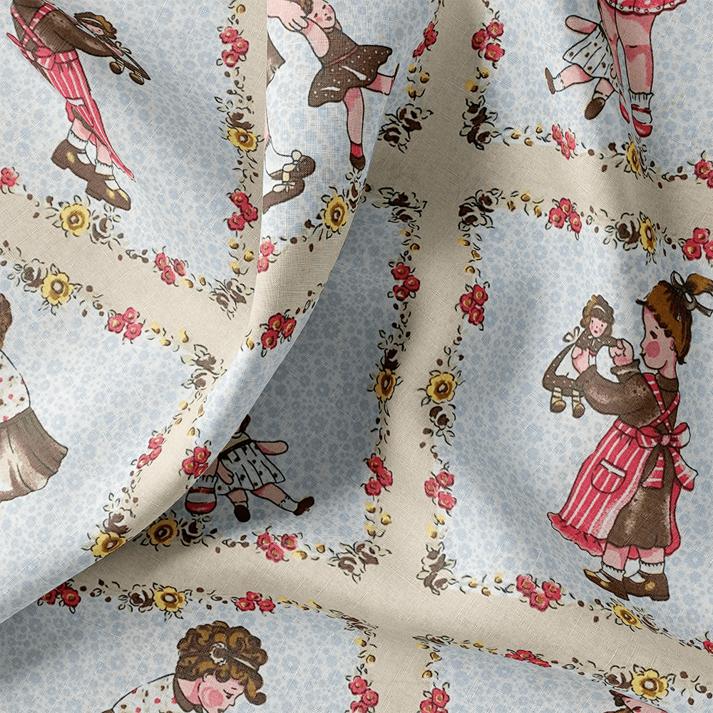 Tissu Coton - Carreaux Petite Fille Rose