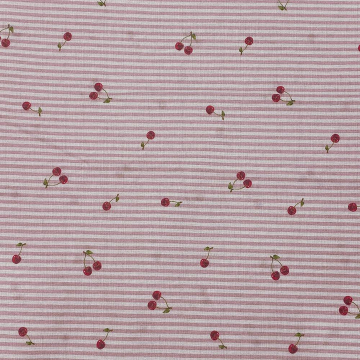 Tissu Coton - Cerises et Rayures