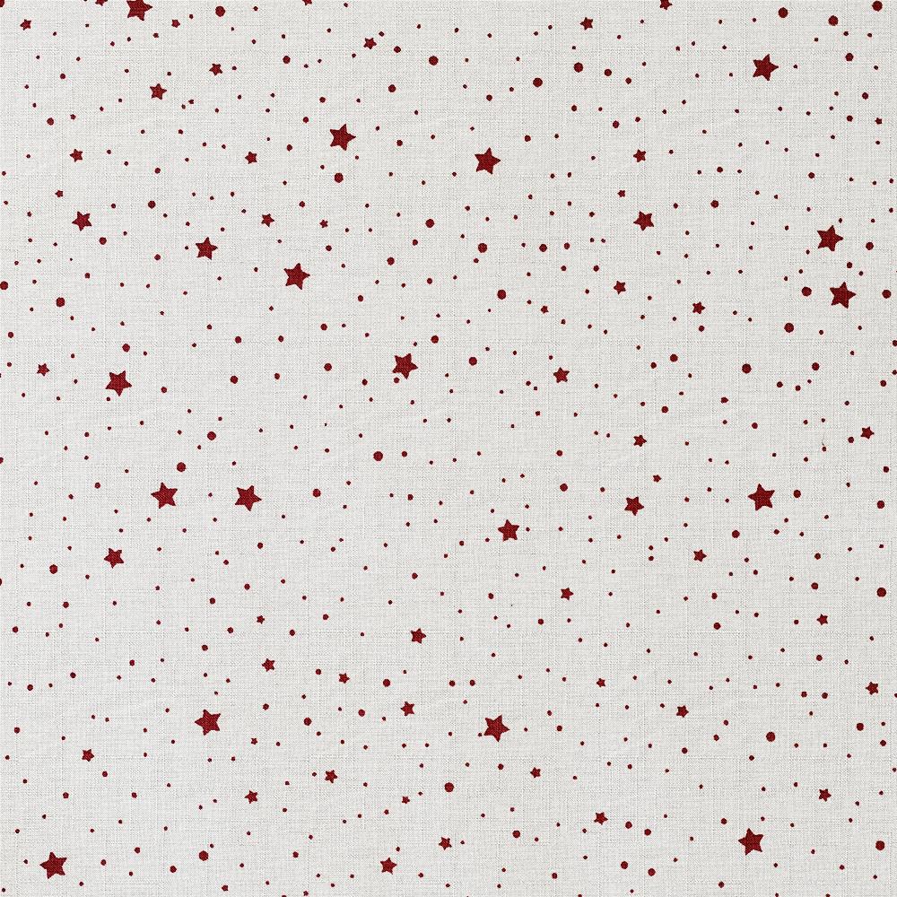 Tissu Coton - Étoiles Rouges Fond Blanc