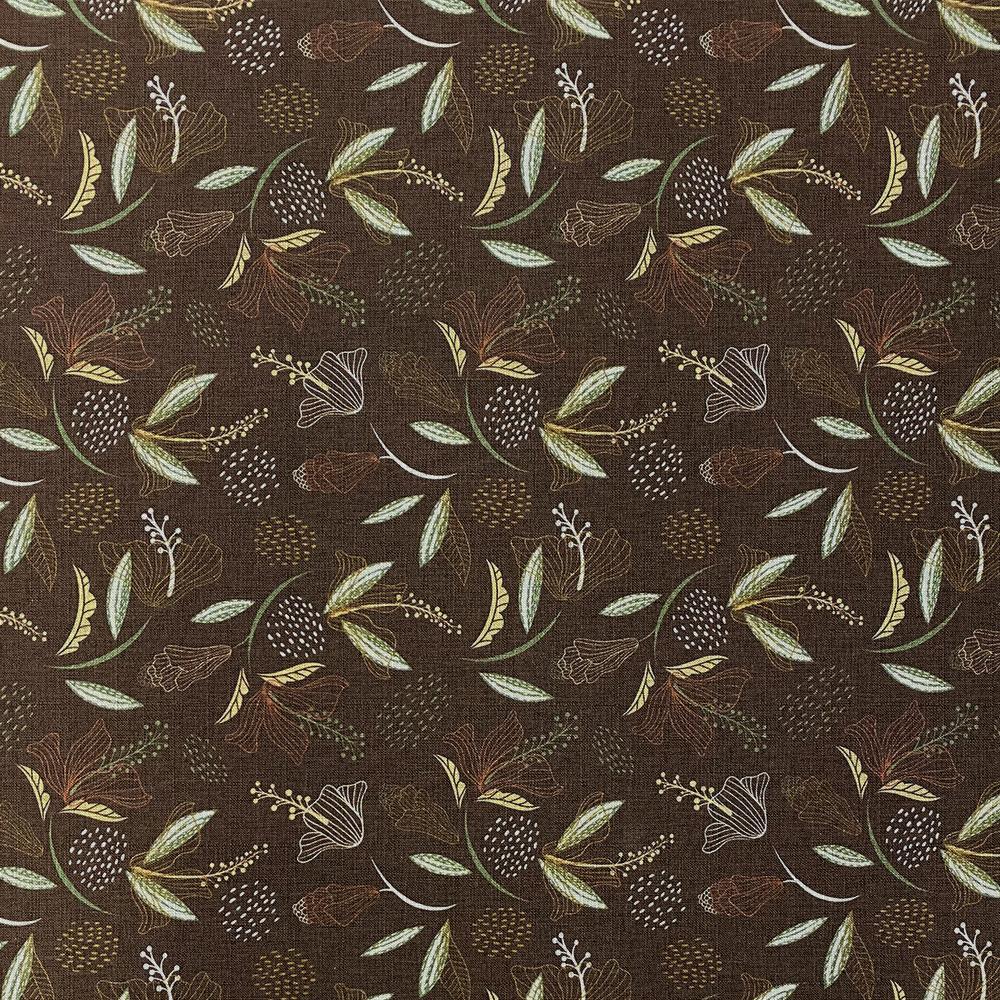 Tissu Coton - Fleur Choco