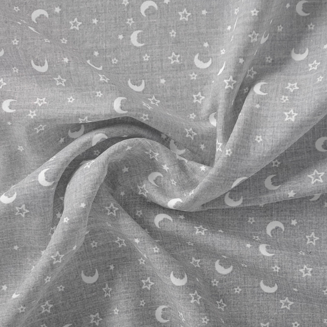 Tissu Coton - Lune & Étoile Gris