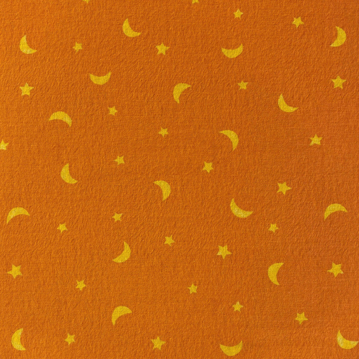 Tissu Coton - Lune & Étoile Orange - Biner Pinaton