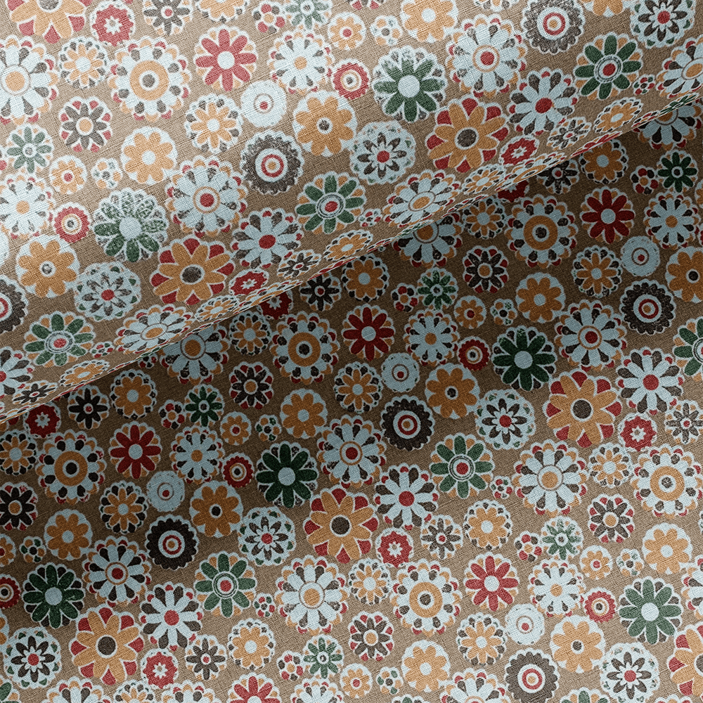 Tissu Coton - Mosaïque de Fleurs