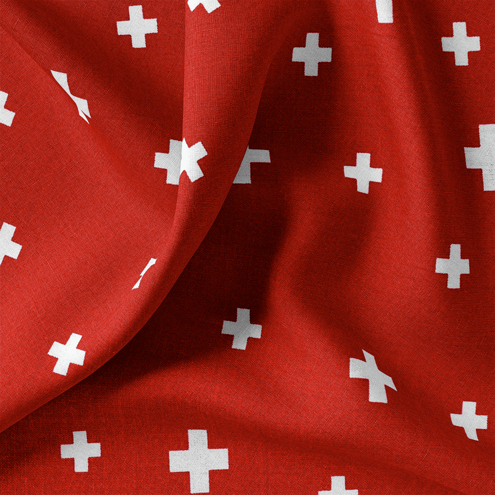 Tissu Coton - Motif Croix Suisse