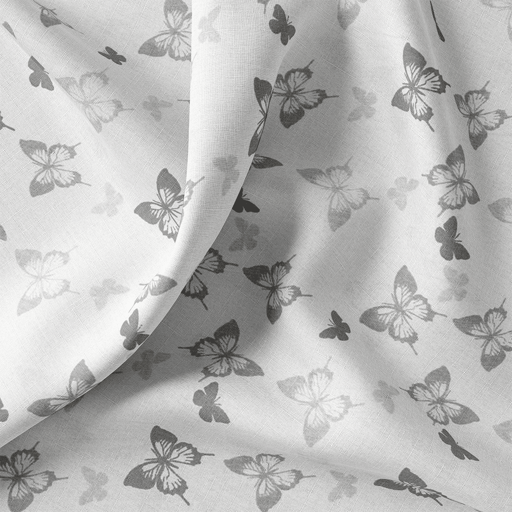 Tissu Coton - Papillon Gris
