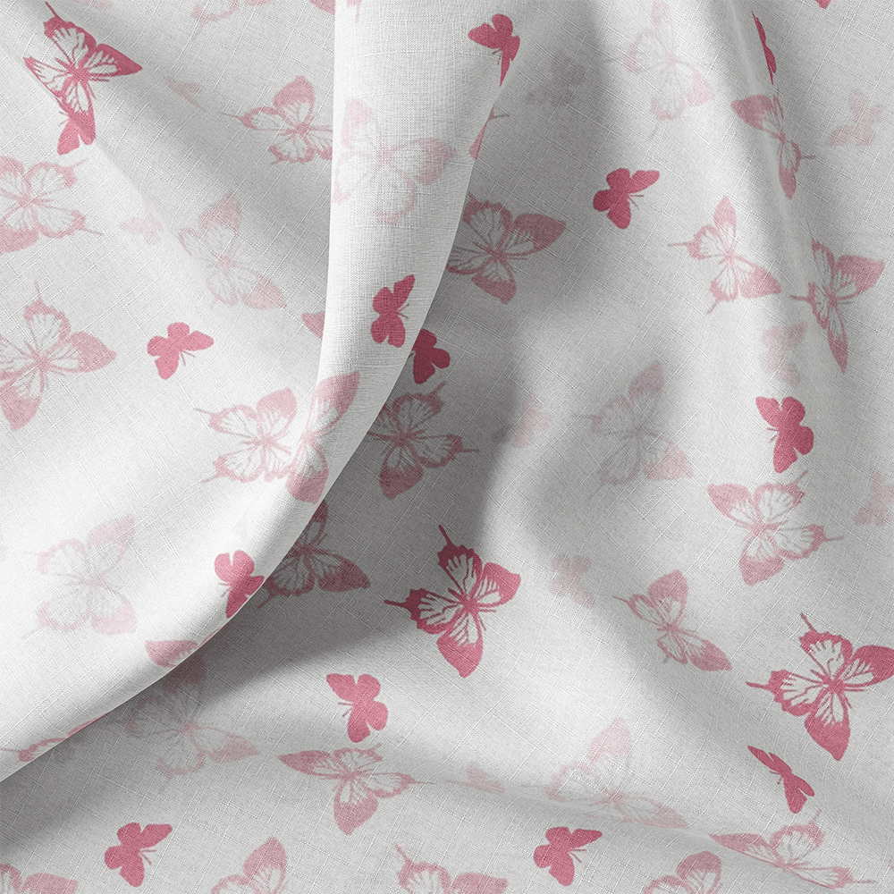 Tissu Coton - Papillon Rose