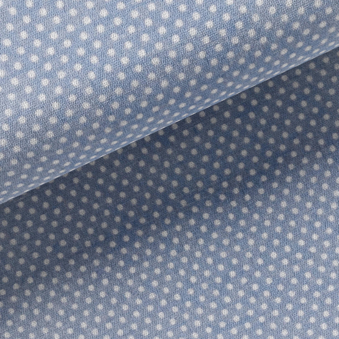 Tissu Coton - Pois Blancs/Bleu Ciel - Biner Pinaton