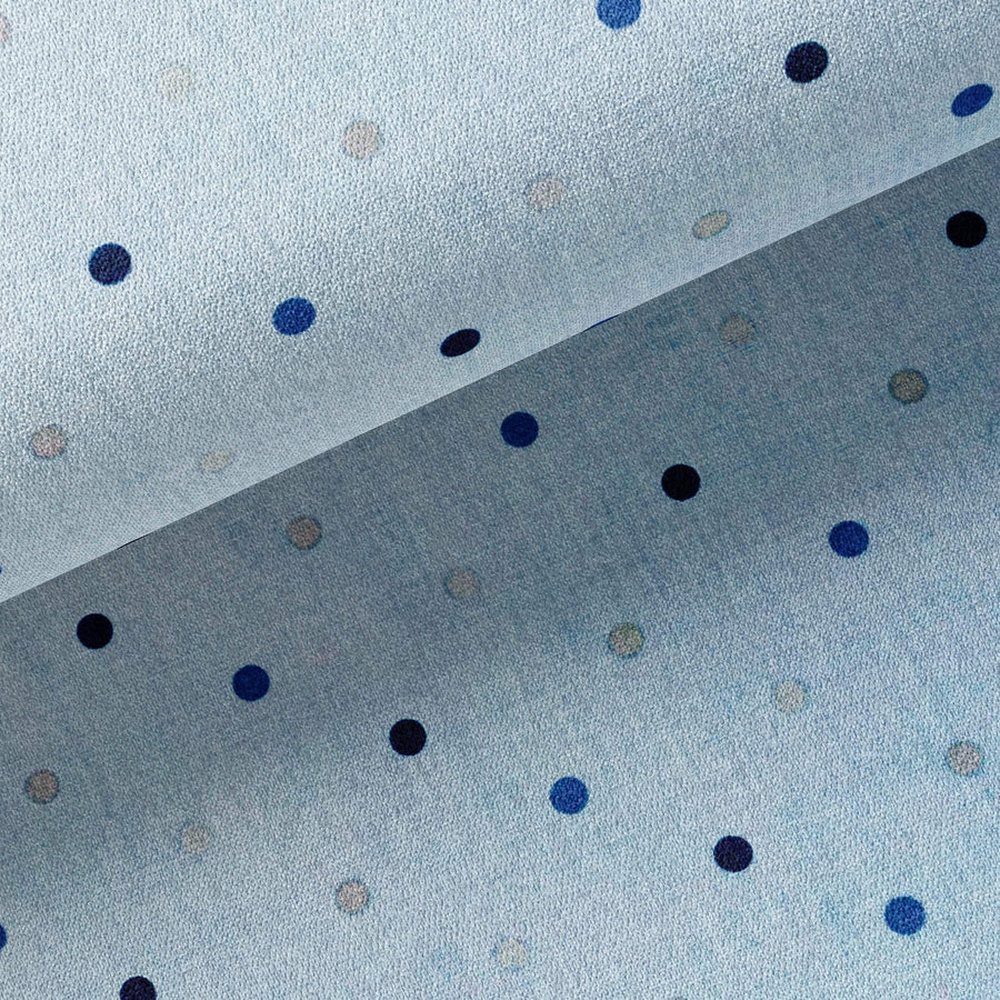 Tissu Coton - Pois Bleu/Multicolore - Biner Pinaton