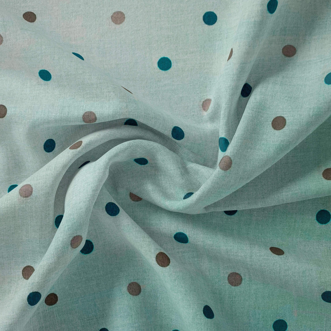 Tissu Coton - Pois Vert/Multicolore - Biner Pinaton