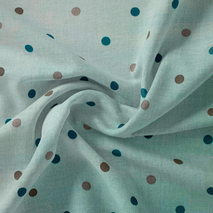 Tissu Coton - Pois Vert/Multicolore - Biner Pinaton