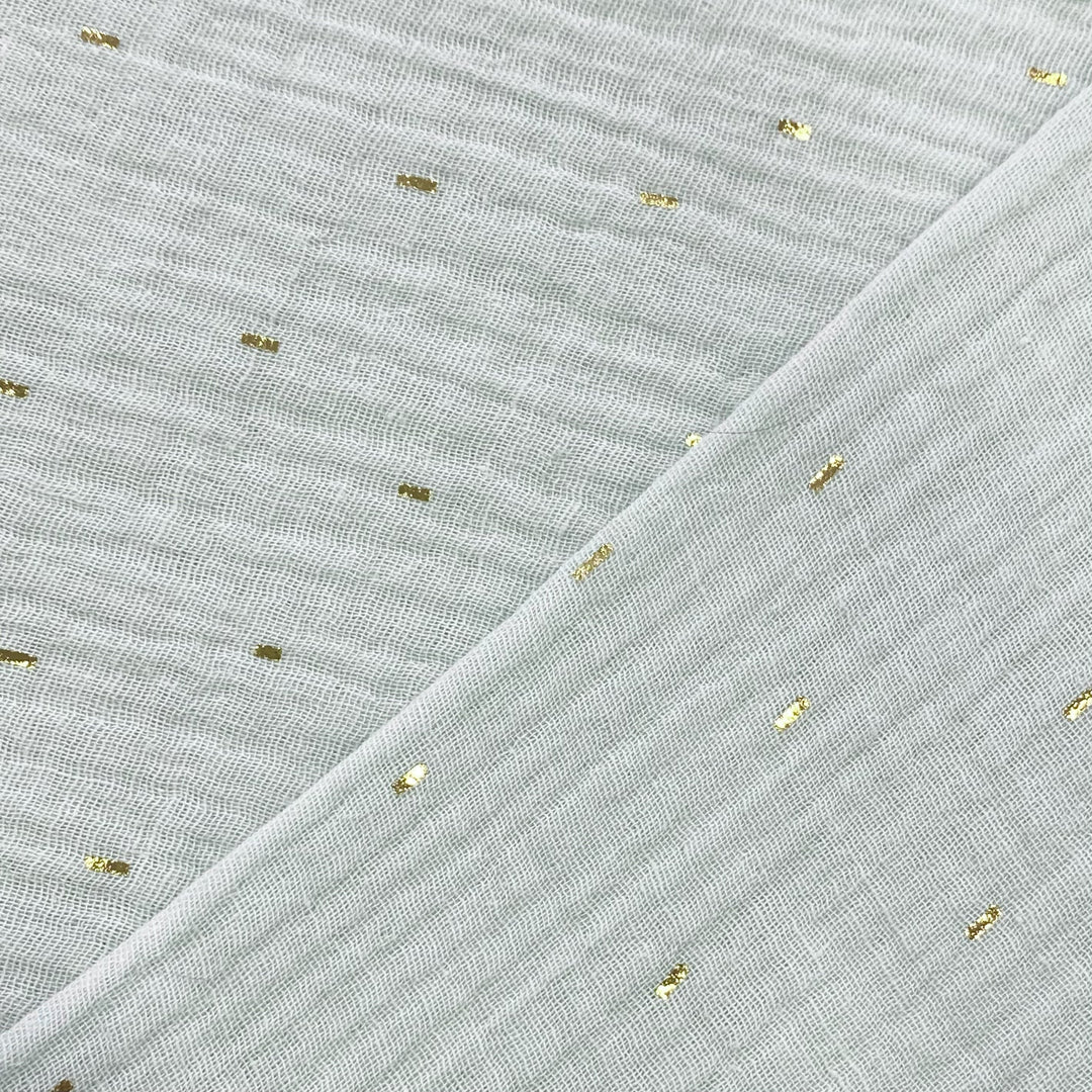 Tissu double gaze de coton Pluie dorée - Vert Pastel Clair