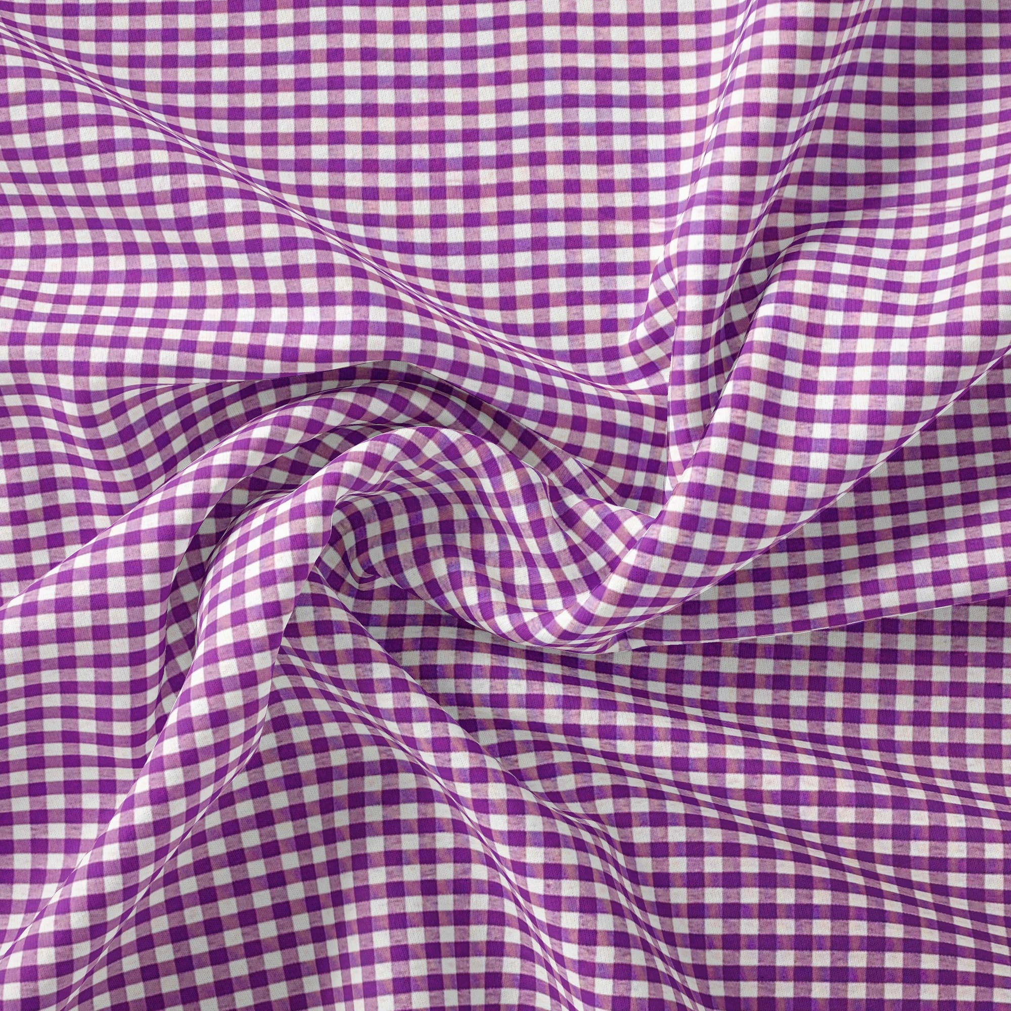 Tissu Polyester- Carreaux Violet - Biner Pinaton