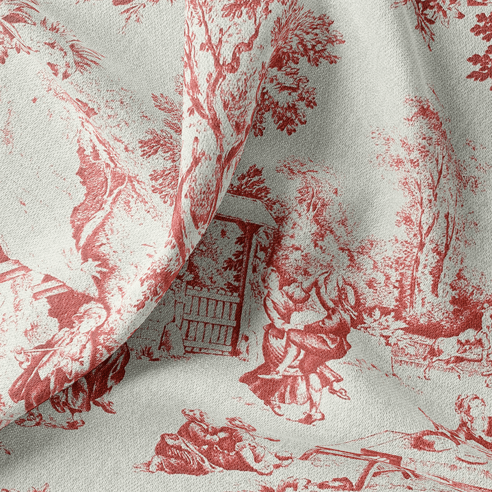 Tissu Toile de Jouy- Rouge