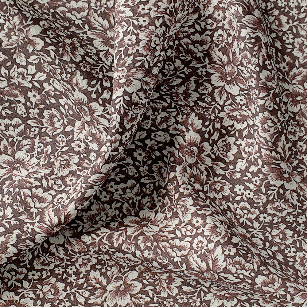 Tissu Coton - Petites Fleurs Brunes