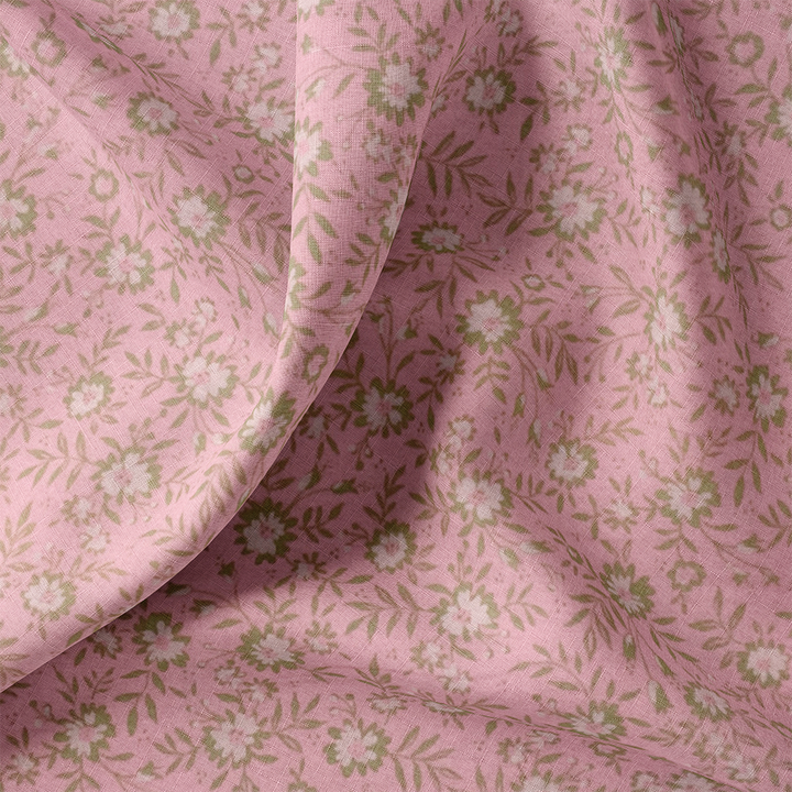 Tissu Coton - Petites Fleurs Rose Clair