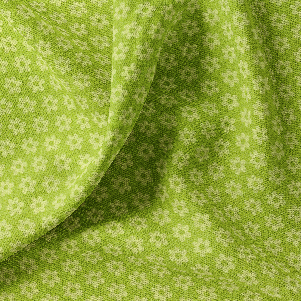 Tissu Jersey - Fleurs Vertes