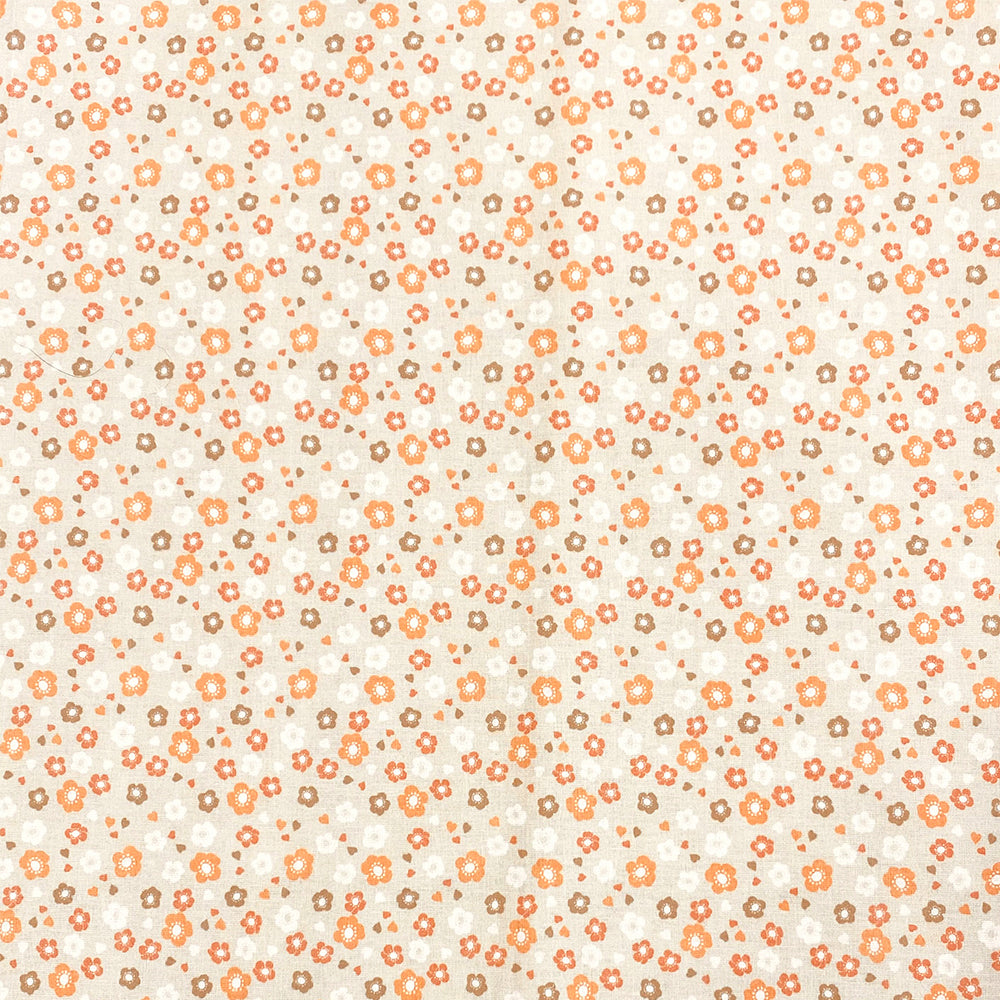 Tissu Coton- Petites Fleurs Oranges