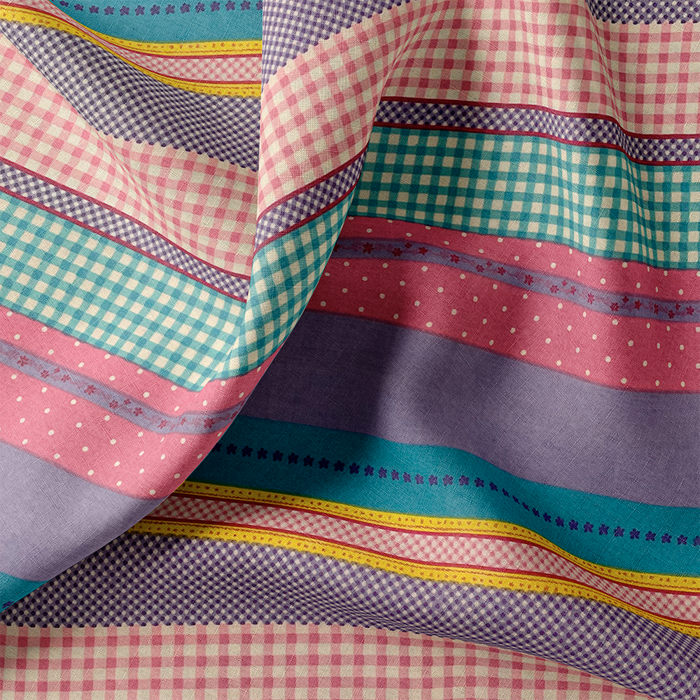 Tissu Coton - Pois et Carreaux Multicolores