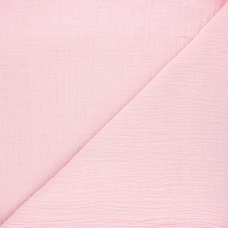 Tissu double gaze de coton - Rose clair