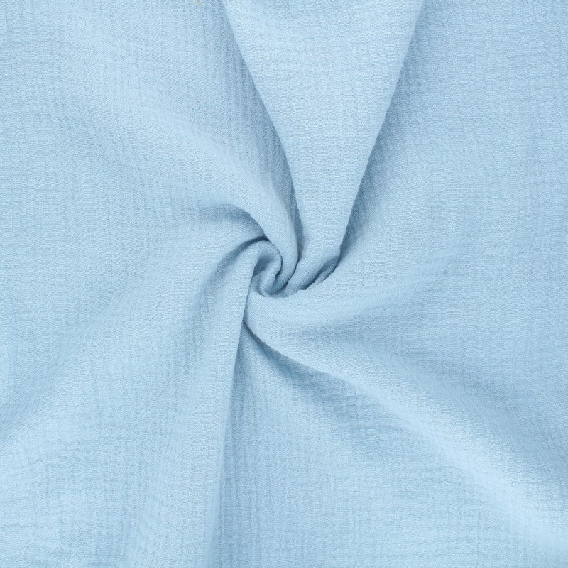 Tissu double gaze de coton - Bleu-Ciel