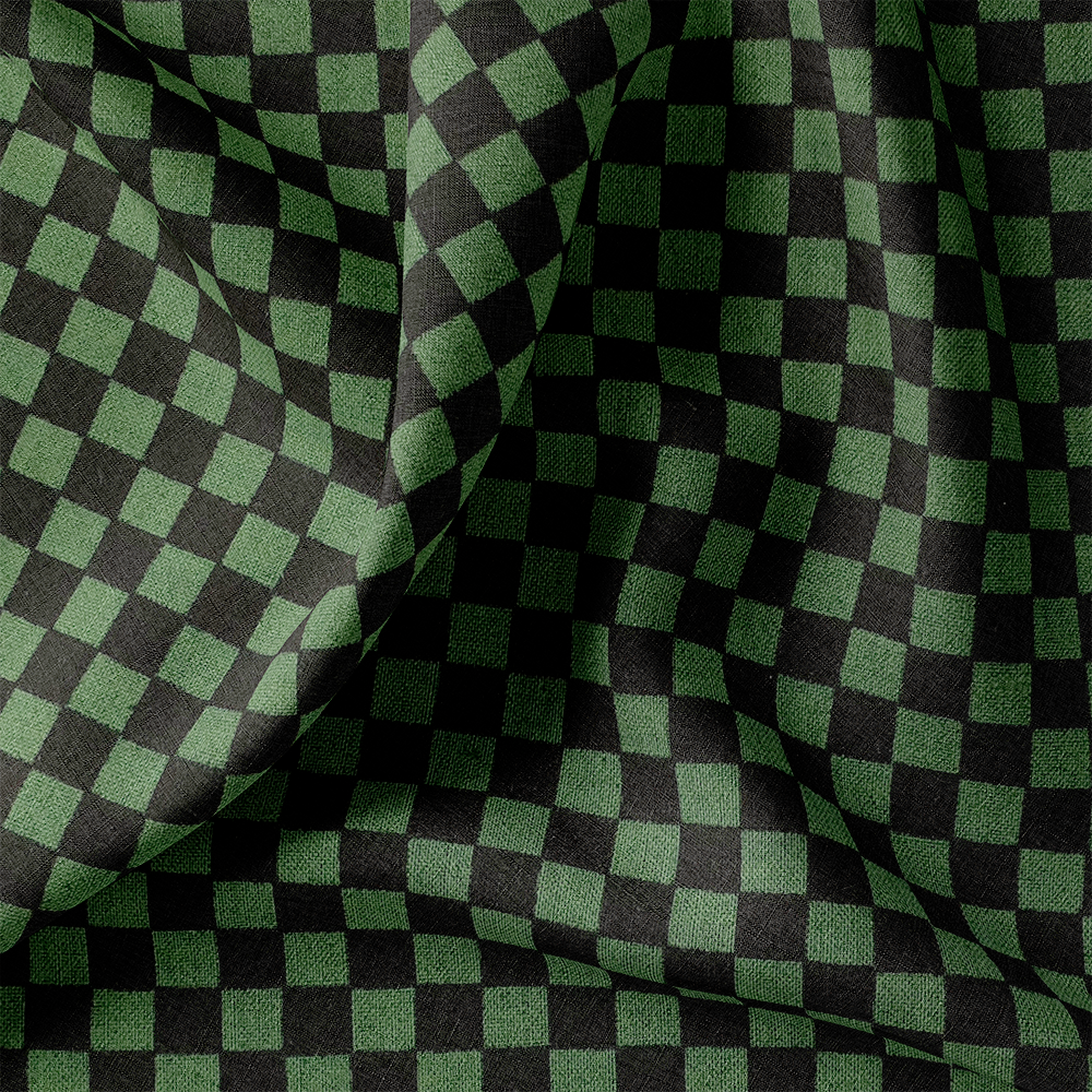 Tissu Coton - Carreaux Vert et Noir